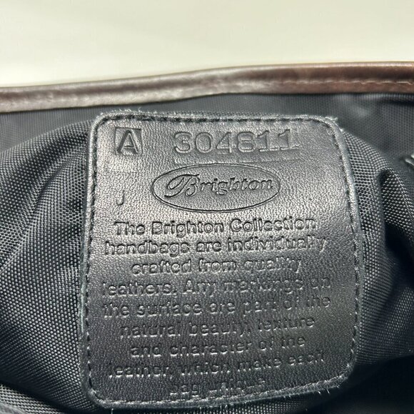 Brighton Vintage Brown Croc Embossed Black Leather Bucket Shoulder Bag - Picture 6 of 6